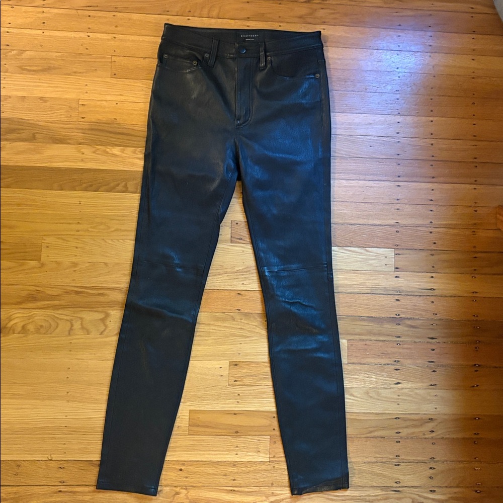Equipment Black Leather Skinny Jeans